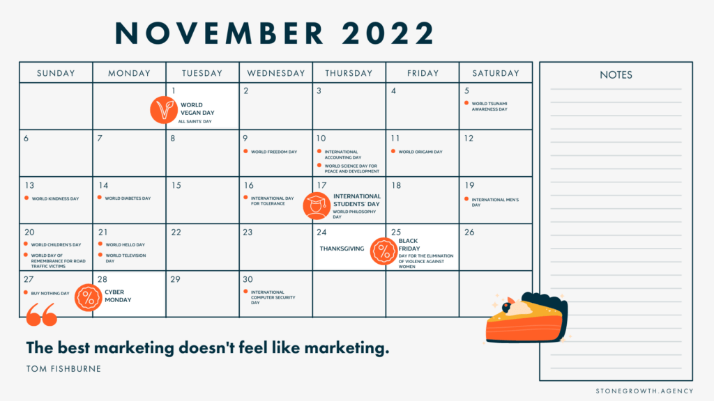 November social media content ideas calendar
